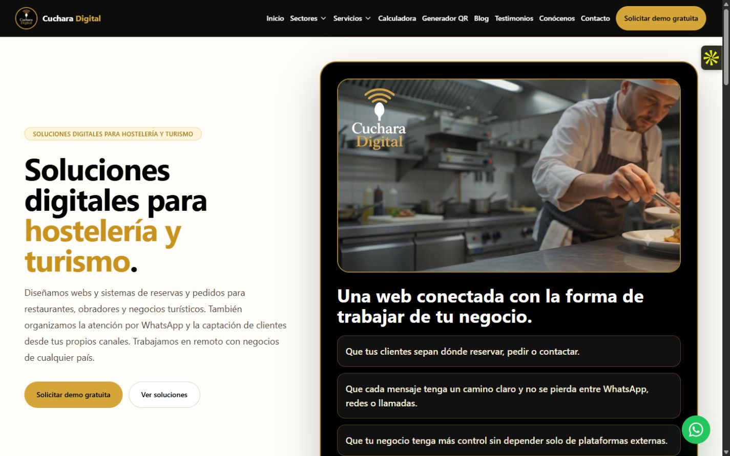 Captura real de la web de Cuchara Digital.