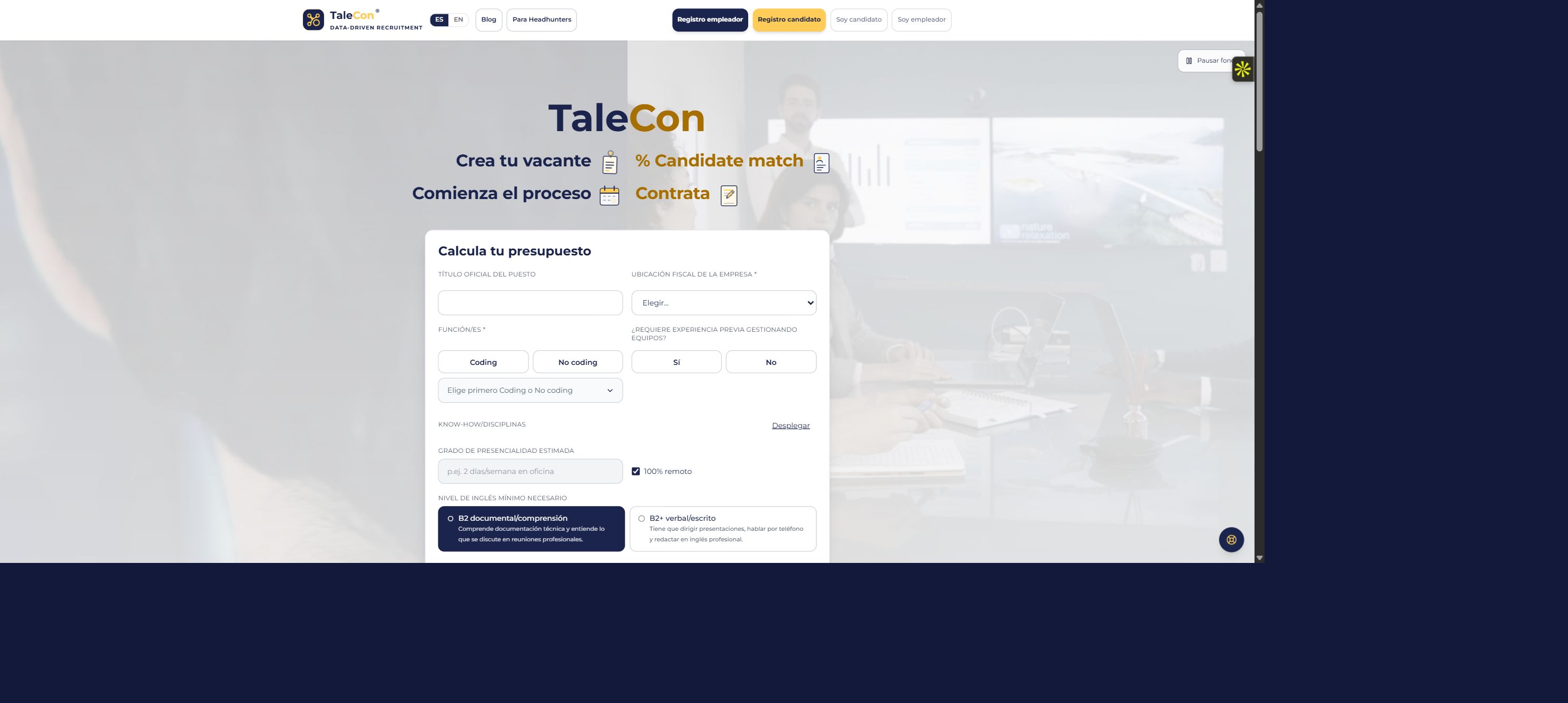 Captura real de la portada de TaleCon.