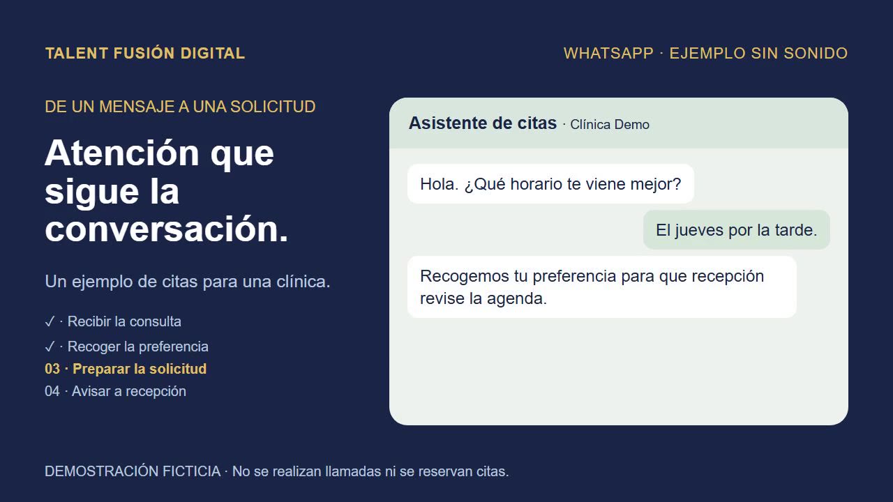 Vista del vídeo de ejemplo ficticio de WhatsApp.